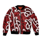 Aotearoa Maori Kowhaiwhai Bomber Jacket Whero Puhoro and Patiki