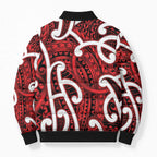 Aotearoa Maori Kowhaiwhai Bomber Puffer Jacket Whero Puhoro and Patiki