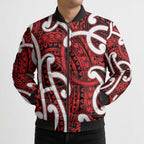 Aotearoa Maori Kowhaiwhai Bomber Puffer Jacket Whero Puhoro and Patiki