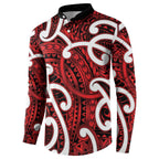 Aotearoa Maori Kowhaiwhai Button Sweatshirt Whero Puhoro and Patiki