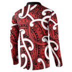 Aotearoa Maori Kowhaiwhai Button Sweatshirt Whero Puhoro and Patiki