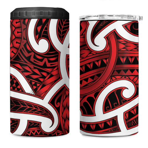 Aotearoa Maori Kowhaiwhai 4 in 1 Can Cooler Tumbler Whero Puhoro and Patiki