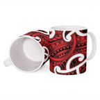 Aotearoa Maori Kowhaiwhai Ceramic Mug Whero Puhoro and Patiki