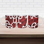 Aotearoa Maori Kowhaiwhai Ceramic Mug Whero Puhoro and Patiki