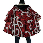 Aotearoa Maori Kowhaiwhai Cloak Whero Puhoro and Patiki