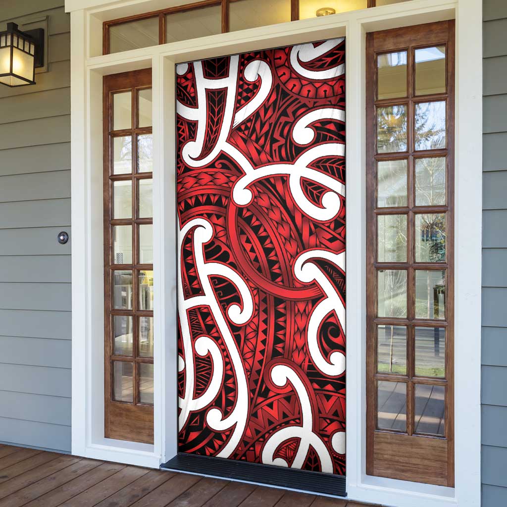 Aotearoa Maori Kowhaiwhai Door Cover Whero Puhoro and Patiki
