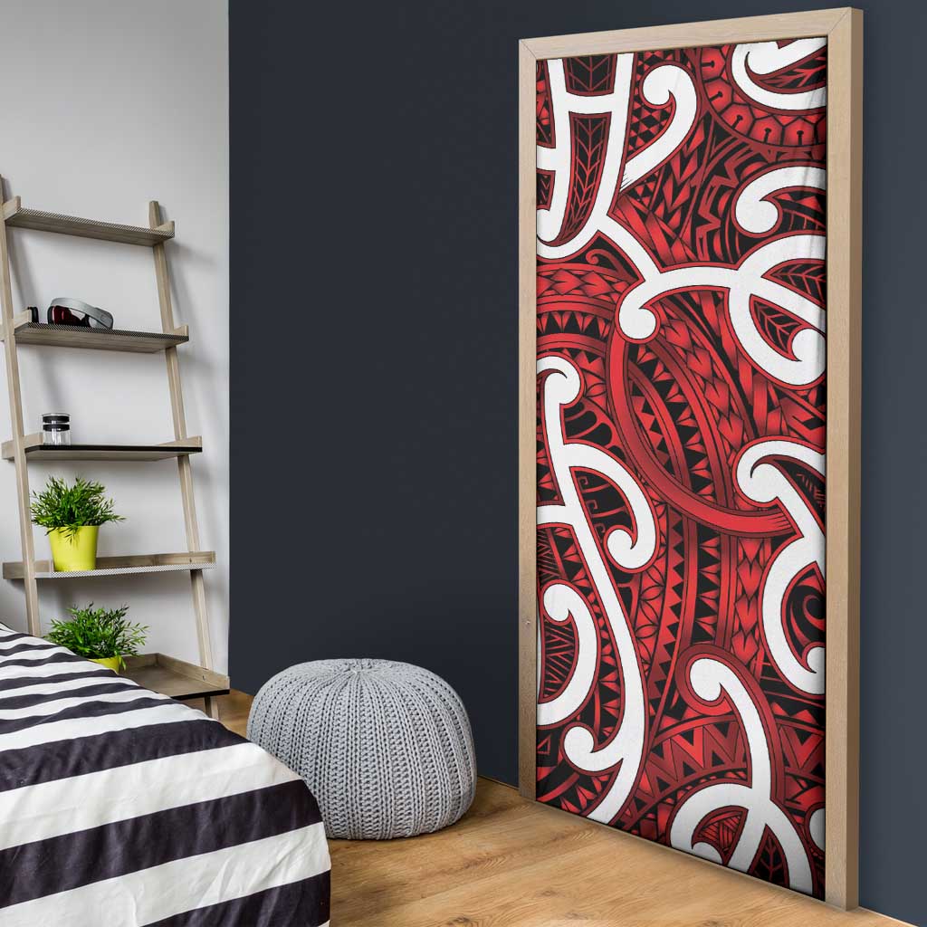 Aotearoa Maori Kowhaiwhai Door Cover Whero Puhoro and Patiki