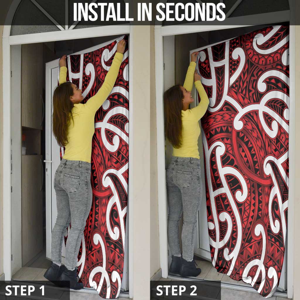 Aotearoa Maori Kowhaiwhai Door Cover Whero Puhoro and Patiki