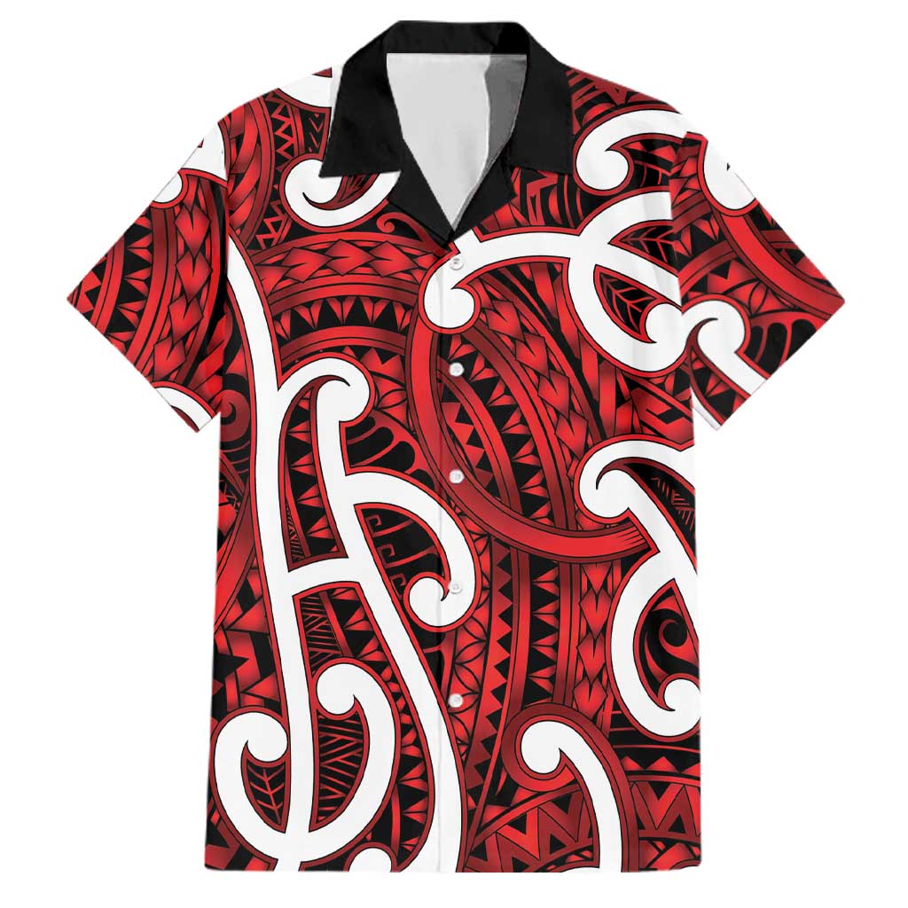 Aotearoa Maori Kowhaiwhai Family Matching Off The Shoulder Long Sleeve Dress and Hawaiian Shirt Whero Puhoro and Patiki
