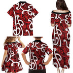 Aotearoa Maori Kowhaiwhai Family Matching Puletasi and Hawaiian Shirt Whero Puhoro and Patiki