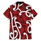 Aotearoa Maori Kowhaiwhai Family Matching Short Sleeve Bodycon Dress and Hawaiian Shirt Whero Puhoro and Patiki