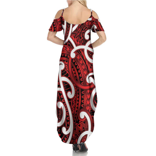 Aotearoa Maori Kowhaiwhai Family Matching Summer Maxi Dress and Hawaiian Shirt Whero Puhoro and Patiki