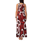 Aotearoa Maori Kowhaiwhai Family Matching Tank Maxi Dress and Hawaiian Shirt Whero Puhoro and Patiki