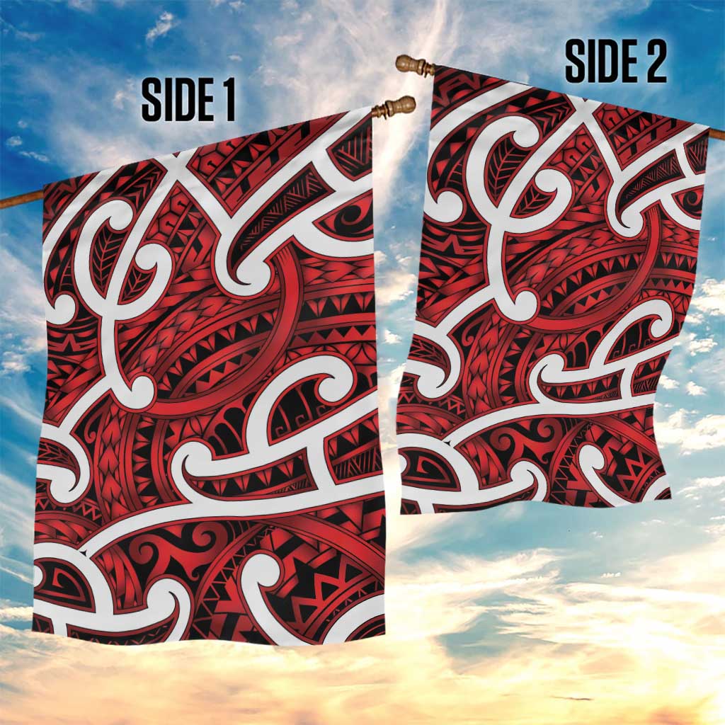 Aotearoa Maori Kowhaiwhai Garden Flag Whero Puhoro and Patiki
