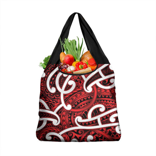 Aotearoa Maori Kowhaiwhai Grocery Bag Whero Puhoro and Patiki