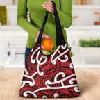 Aotearoa Maori Kowhaiwhai Grocery Bag Whero Puhoro and Patiki