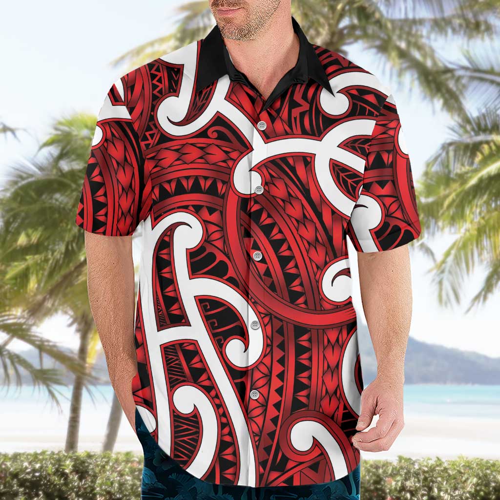 Aotearoa Maori Kowhaiwhai Hawaiian Shirt Whero Puhoro and Patiki
