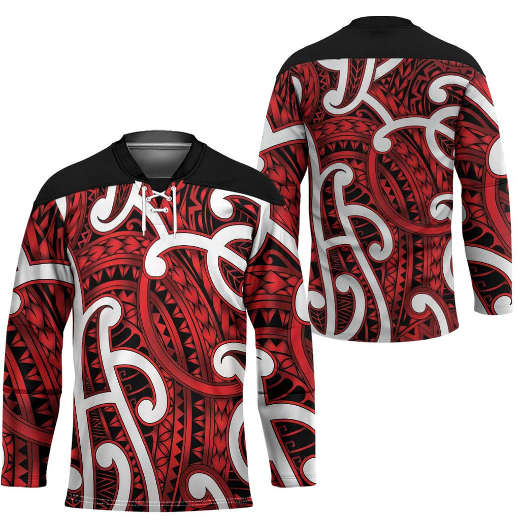 Aotearoa Maori Kowhaiwhai Hockey Jersey Whero Puhoro and Patiki