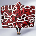 Aotearoa Maori Kowhaiwhai Hooded Blanket Whero Puhoro and Patiki