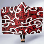 Aotearoa Maori Kowhaiwhai Hooded Blanket Whero Puhoro and Patiki