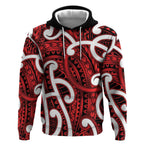 Aotearoa Maori Kowhaiwhai Hoodie Whero Puhoro and Patiki