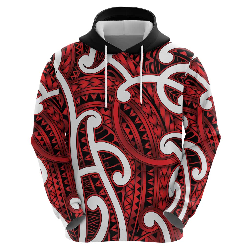 Aotearoa Maori Kowhaiwhai Hoodie Whero Puhoro and Patiki