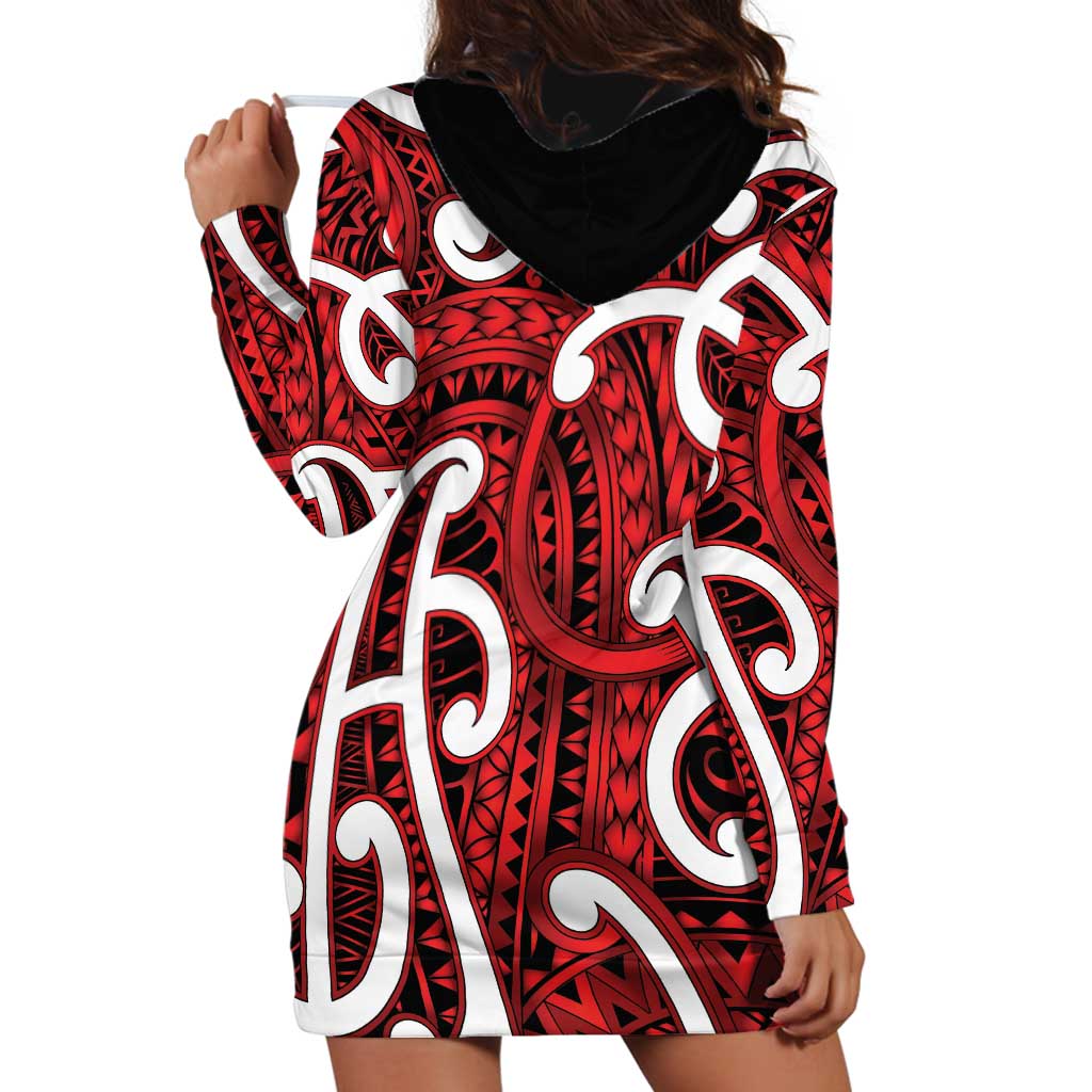 Aotearoa Maori Kowhaiwhai Hoodie Dress Whero Puhoro and Patiki