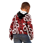 Aotearoa Maori Kowhaiwhai Kid Hoodie Whero Puhoro and Patiki