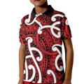 Aotearoa Maori Kowhaiwhai Kid Polo Shirt Whero Puhoro and Patiki