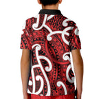Aotearoa Maori Kowhaiwhai Kid Polo Shirt Whero Puhoro and Patiki