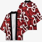 Aotearoa Maori Kowhaiwhai Kimono Whero Puhoro and Patiki