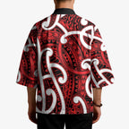 Aotearoa Maori Kowhaiwhai Kimono Whero Puhoro and Patiki