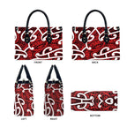 Aotearoa Maori Kowhaiwhai Leather Bag Whero Puhoro and Patiki
