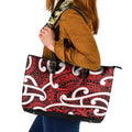 Aotearoa Maori Kowhaiwhai Leather Tote Bag Whero Puhoro and Patiki