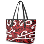 Aotearoa Maori Kowhaiwhai Leather Tote Bag Whero Puhoro and Patiki