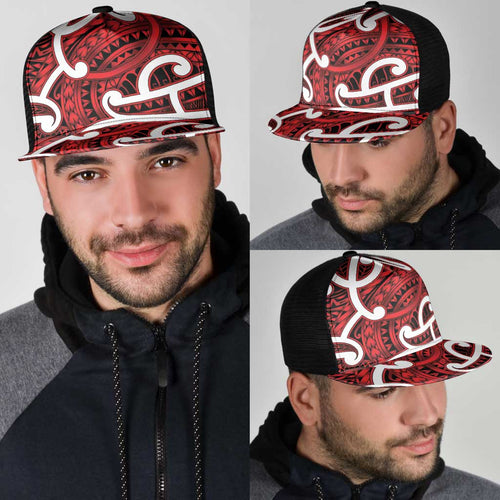 Aotearoa Maori Kowhaiwhai Mesh Trucker Cap Whero Puhoro and Patiki
