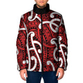 Aotearoa Maori Kowhaiwhai Padded Jacket Whero Puhoro and Patiki