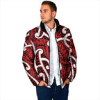 Aotearoa Maori Kowhaiwhai Padded Jacket Whero Puhoro and Patiki