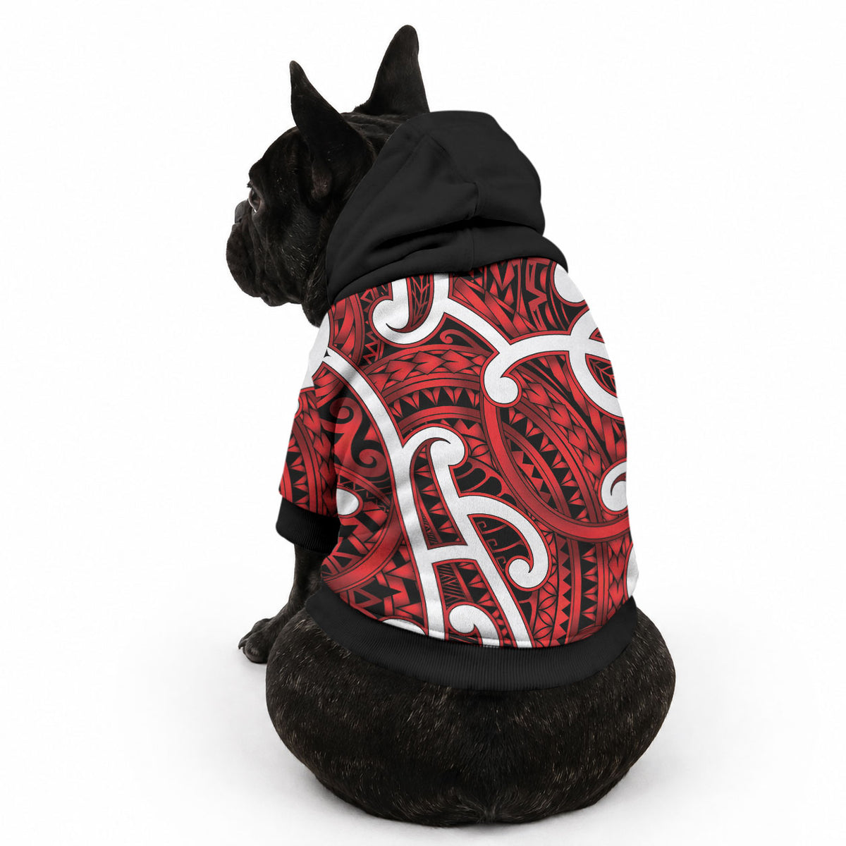 Aotearoa Maori Kowhaiwhai Pet Hoodie Whero Puhoro and Patiki