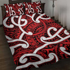 Aotearoa Maori Kowhaiwhai Quilt Bed Set Whero Puhoro and Patiki