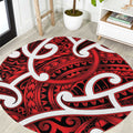 Aotearoa Maori Kowhaiwhai Round Carpet Whero Puhoro and Patiki