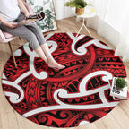Aotearoa Maori Kowhaiwhai Round Carpet Whero Puhoro and Patiki