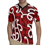 Aotearoa Maori Kowhaiwhai Rugby Jersey Whero Puhoro and Patiki
