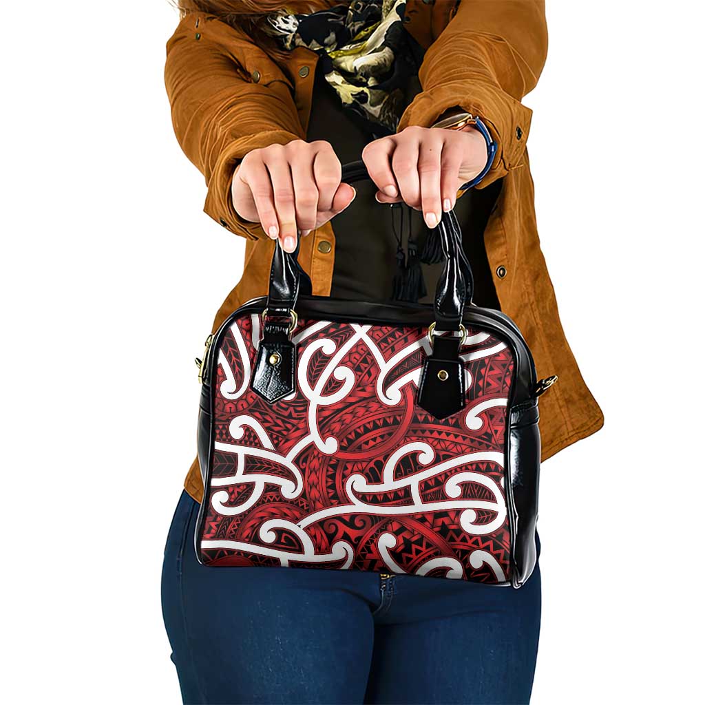 Aotearoa Maori Kowhaiwhai Shoulder Handbag Whero Puhoro and Patiki