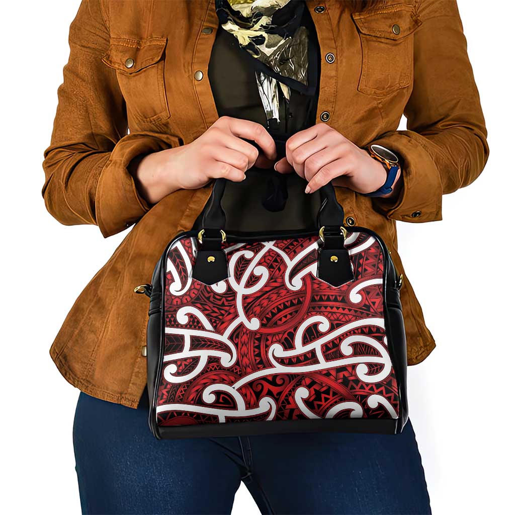 Aotearoa Maori Kowhaiwhai Shoulder Handbag Whero Puhoro and Patiki