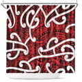 Aotearoa Maori Kowhaiwhai Shower Curtain Whero Puhoro and Patiki