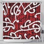 Aotearoa Maori Kowhaiwhai Shower Curtain Whero Puhoro and Patiki