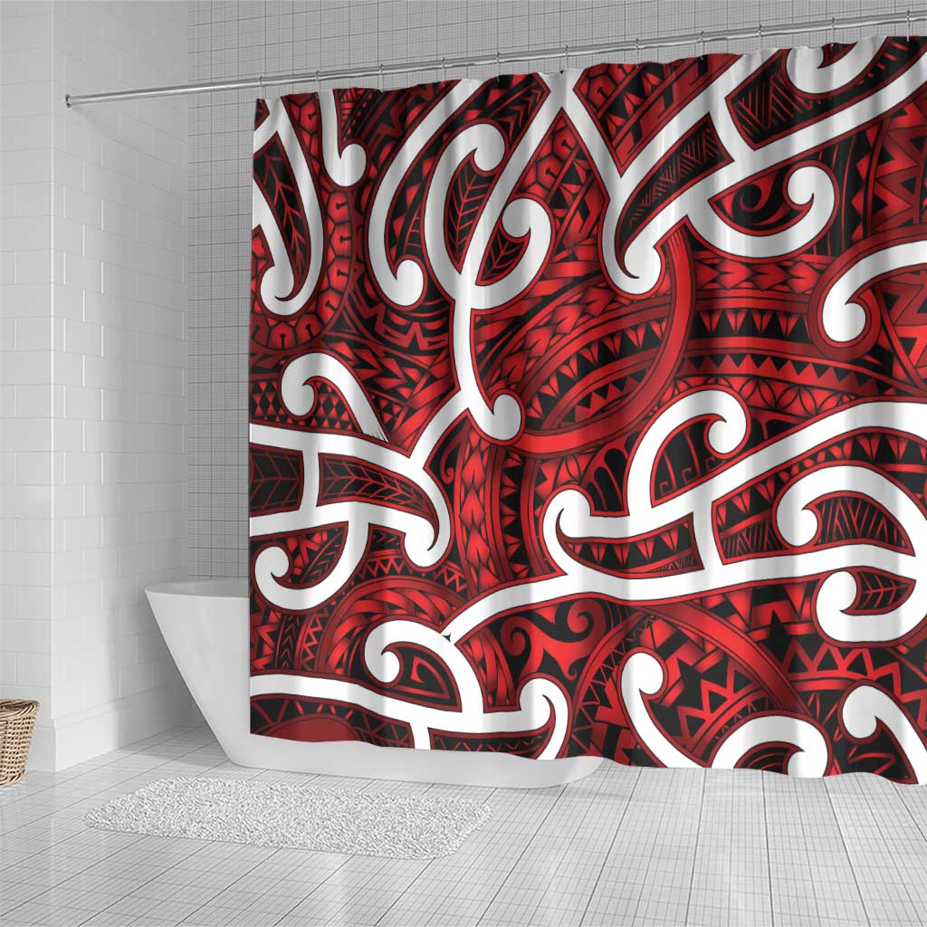 Aotearoa Maori Kowhaiwhai Shower Curtain Whero Puhoro and Patiki