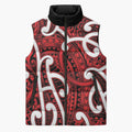 Aotearoa Maori Kowhaiwhai Sleeveless Puffer Jacket Whero Puhoro and Patiki
