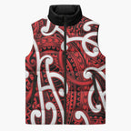 Aotearoa Maori Kowhaiwhai Sleeveless Puffer Jacket Whero Puhoro and Patiki